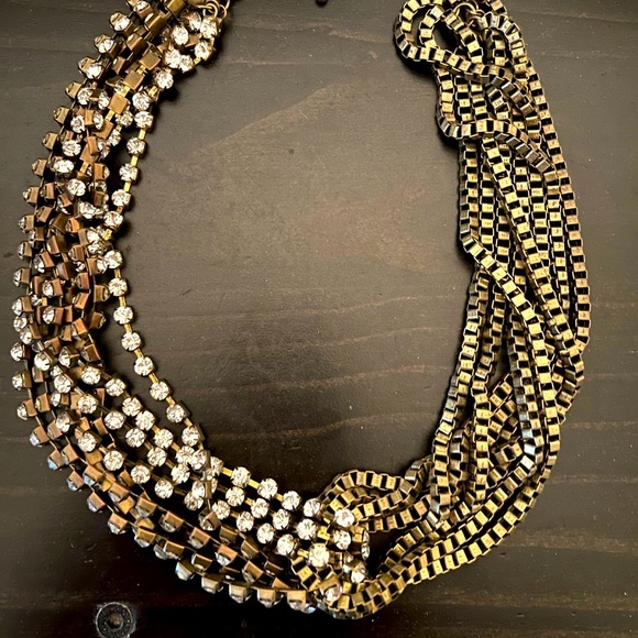 Twisted chain necklace with rhinestones - Picture 1 of 2